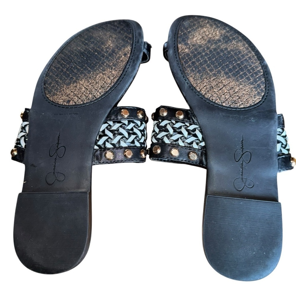 Jessica Simpson Studded Beaded Sandals Womens 6.5 Black Boho Summer Flats - Picture 6 of 6